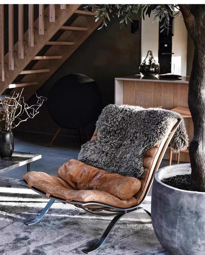 Retro Iron Sofa Chair, Antique Style Stainless Steel Leisure Chair, Family Living Room Balcony, Casual Italian Minimalism