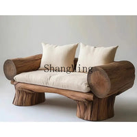 ZHB wabi-sabi wind art sofa homestay original ecological hotel clubhouse villa luxury log wind solid wood sofa G