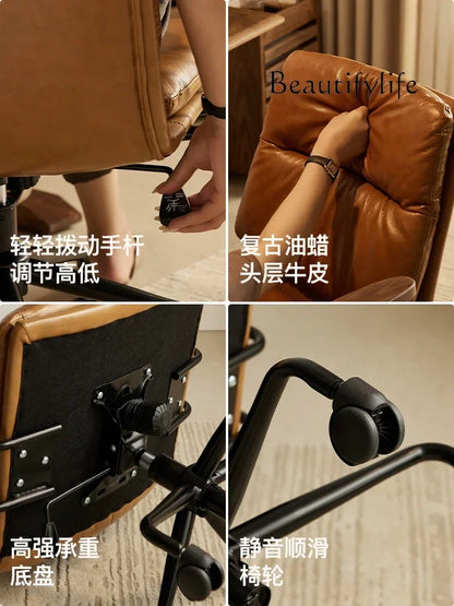 O Black Walnut Book Chair Computer Chair Ergonomic Office Book Chair Comfortable And Sedentary Backrest Lifting And Rotating