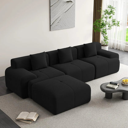 120" Cloud Modular Sectional Couch,Boneless Sofa,L-Shape Upholstered Sofas with Deep Seat,Modern Cozy Corduroy, Customized