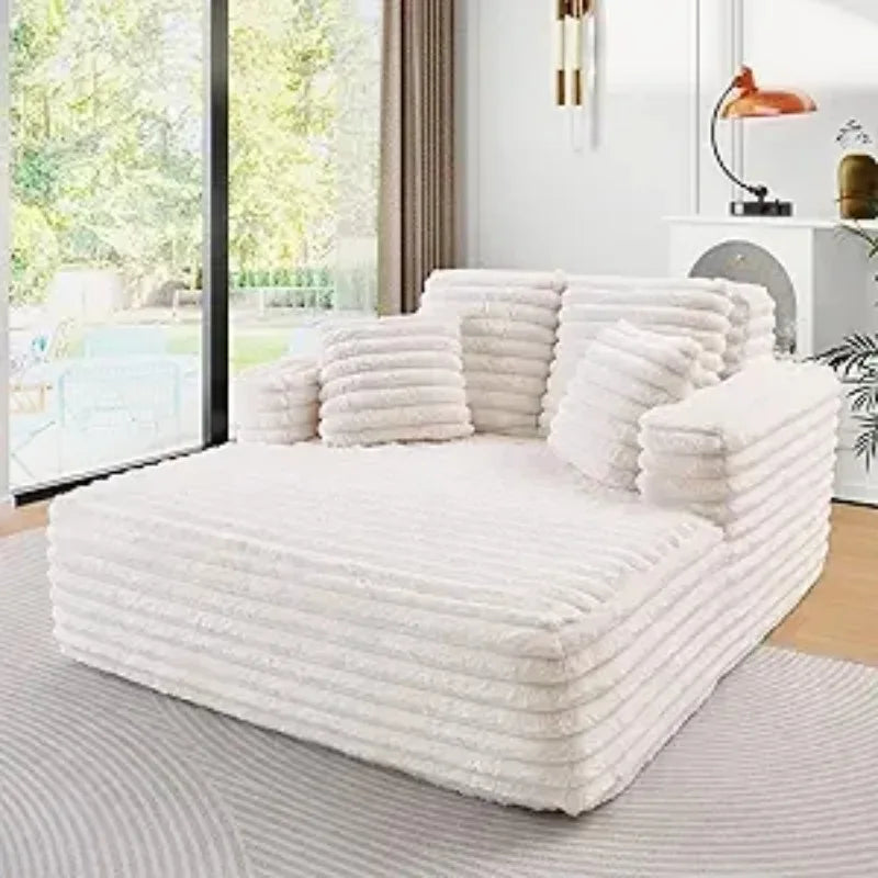 ZS019 Easyhomesofa Oversize Chaise Lounge Chair Indoor,Boneless Couch,Plush Corduroy Sleeper Sofa Bed
