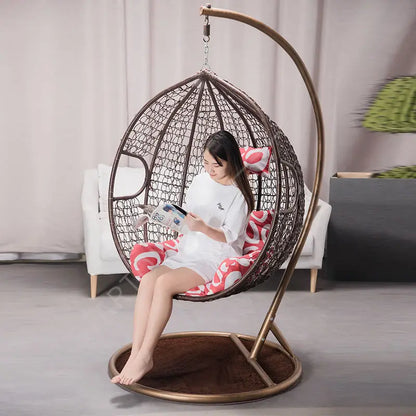 Factory Metal Adult Bamboo Rattan Outdoor Balcony Rocking Hanging Patio Swing Chair