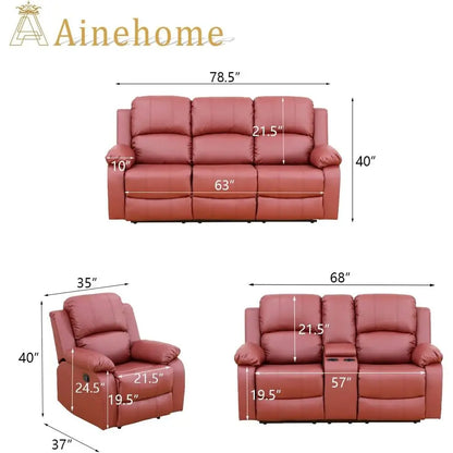 Living Room urniture Set Leather Recliner Soa Set Loveseat Chair urniture Soa Set or Living Room/Small Space/Rv/House/Oice/Theat