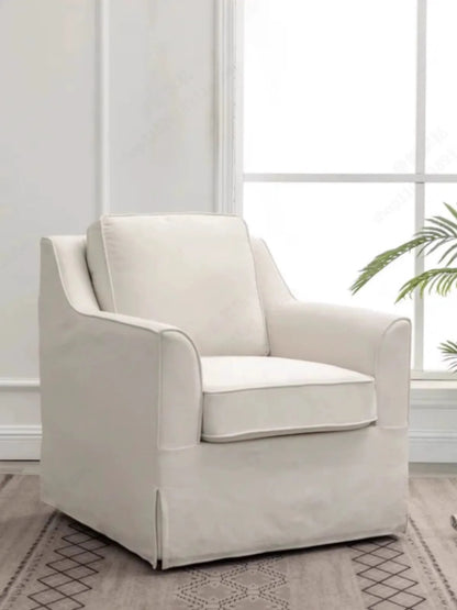 North American wabi style Japanese style white cream linen cotton and linen designer living room B & B straight