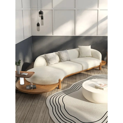 Log cream style moon curved sofa Japanese style simple and modern