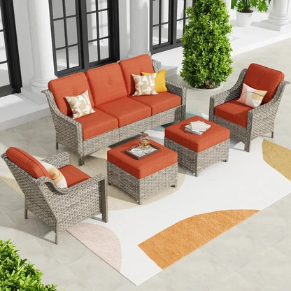 Rattan Outdoor Sofa Set for Patio, Garden, Poolside, and Deck Furniture