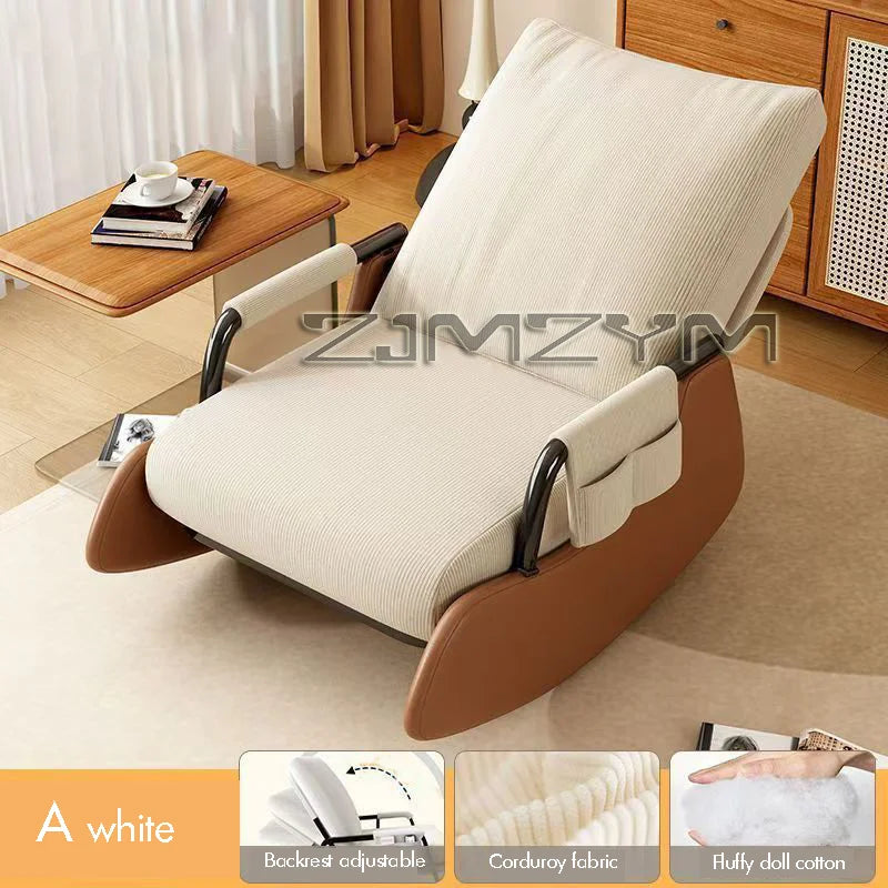 Folding Reclining Chair for Adults Lazy Sofa Office Nap Chair Balcony Household Rocking Chair Comfortable Lunch Break Seat