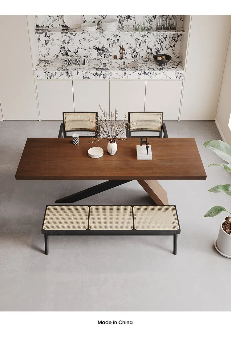 Nordic designer medium antique solid wood dining table, wabi-sabi wind home rectangular desk, living room eating table