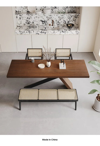 Nordic designer medium antique solid wood dining table, wabi-sabi wind home rectangular desk, living room eating table