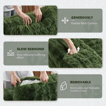 Chaise Lounge Chair Green Boneless Couch Oversized Reading Chair Upholstered Bubble Fleece Cloud Couch Sofa Recliner Bed