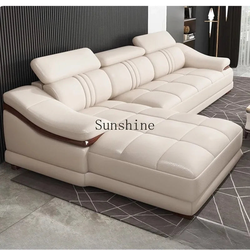 Modern simple living room size apartment combination leather art sofa furniture       FT