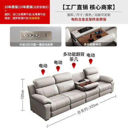 Designer Luxury Modern Sofa Genuine Leather Electric Italian Recliner Sofa Lounge Loveseat Divani Da Soggiorno Home Furniture