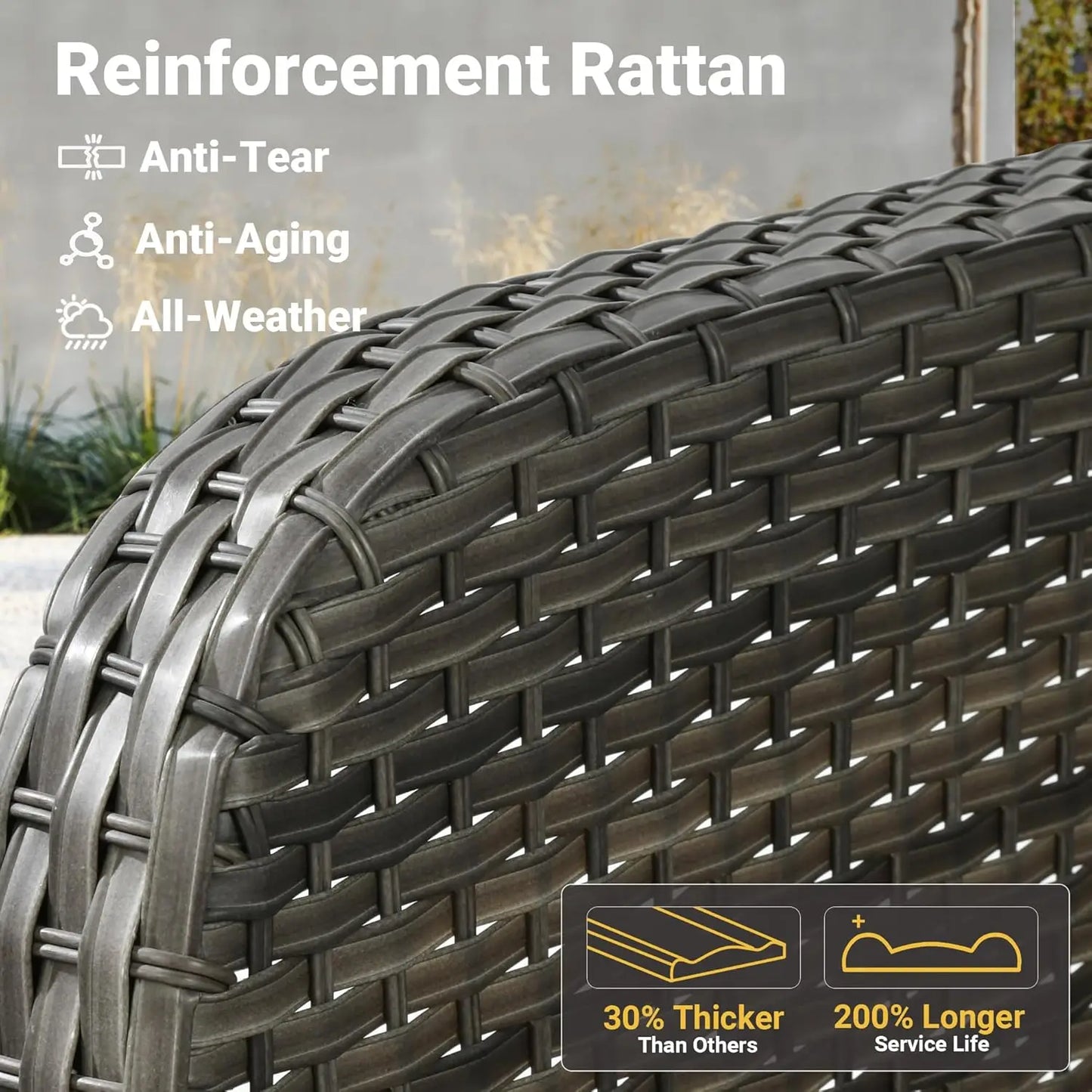 4 Pieces Patio Furniture Set with 30" Fire Pit Table, Outdoor Wicker Chairs of 4, All Weather High Back Rattan Chairs 4-Seater w