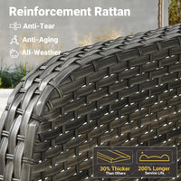 4 Pieces Patio Furniture Set with 30" Fire Pit Table, Outdoor Wicker Chairs of 4, All Weather High Back Rattan Chairs 4-Seater w