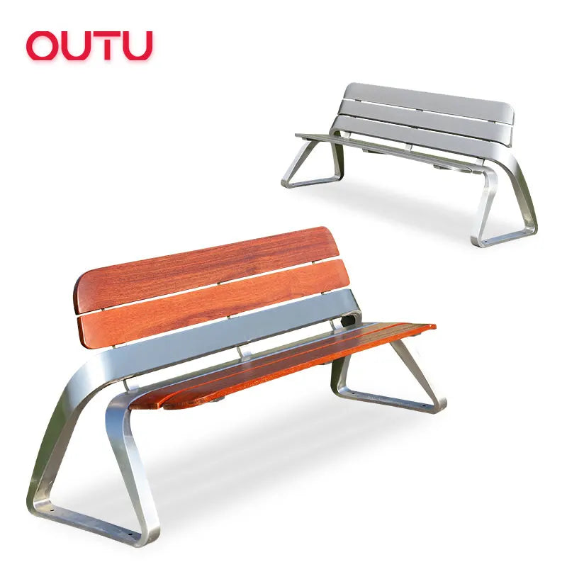 Customized New Design Solid Wood Memorial Outdoor Bench with Armrests High Quality Town Park Garden Street Waiting