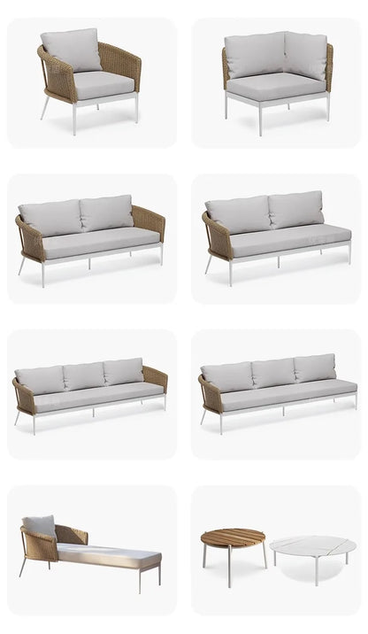 Outdoor Sofa Designer Sample Room Rope Weaving Furniture Leisure Courtyard Outdoor Garden Outdoor Waterproof Sofa