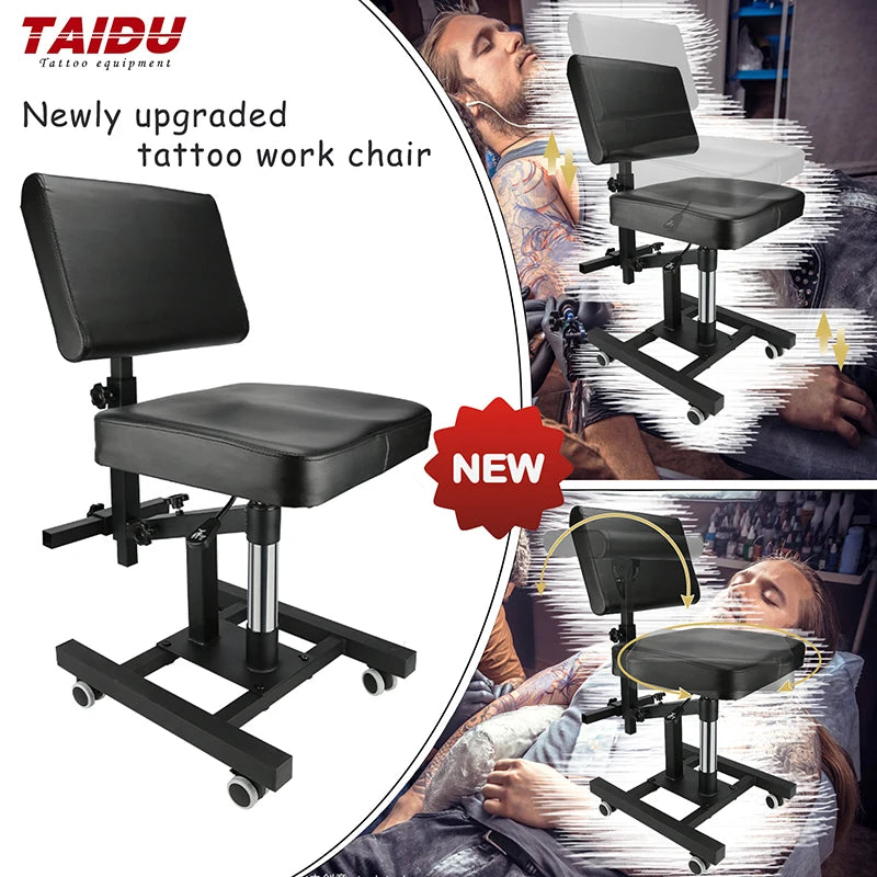TAIDU 2025 Newest Multi Functional Tattoo Bench Air Pressure Lifting  Back Adjustable Tattoo Chair Steel Frame Salon Chairs