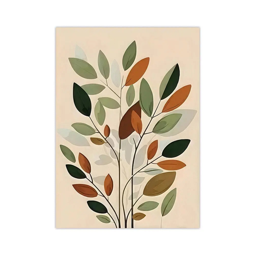 Sunset Leaf Art Poster Abstract Mountain Range Canvas Painting Minimalist Wall Art Living Room Bedroom Apartment Decor No Frame