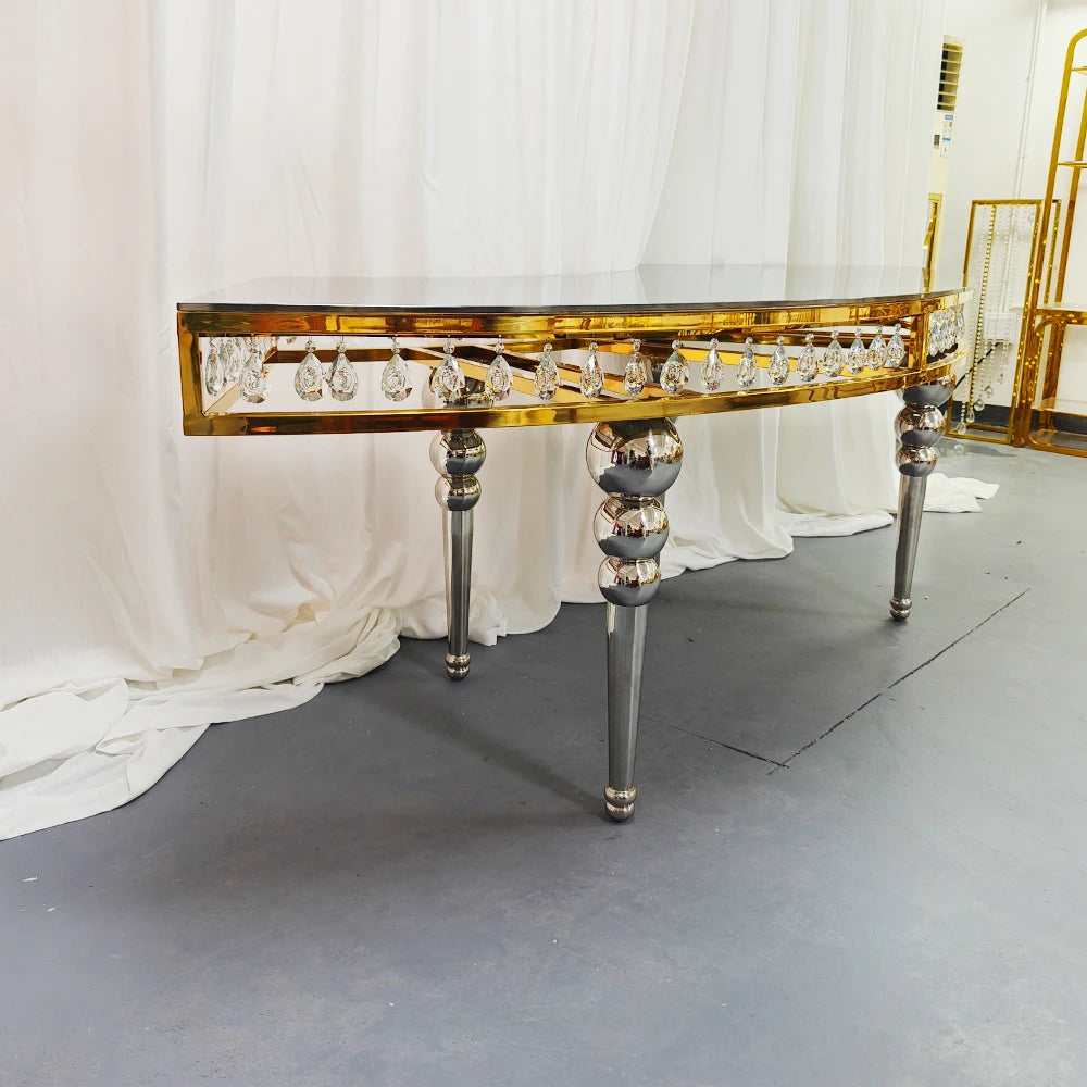 Luxury Stainless Steel Moon Table Half Round Hotel Event Serpentine Wedding Table