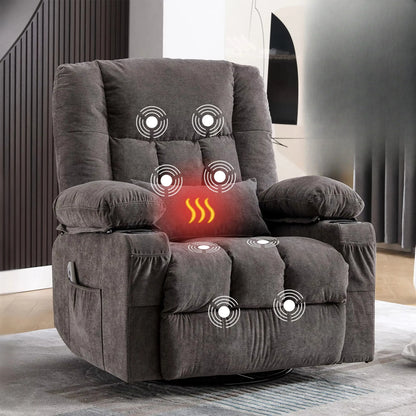 350 Pound Swivel 360° Rocking Massage Heating Recliner Sofa Chair in Anji Rocking Reclining Chair for Adults