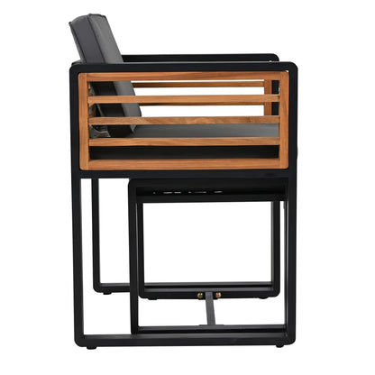 9-Pieces Acacia Wood Patio Dining Set, Space Saving Outdoor Patio Set, 4 Cushioned Chairs & 4 Ottomans & 1 Square Table