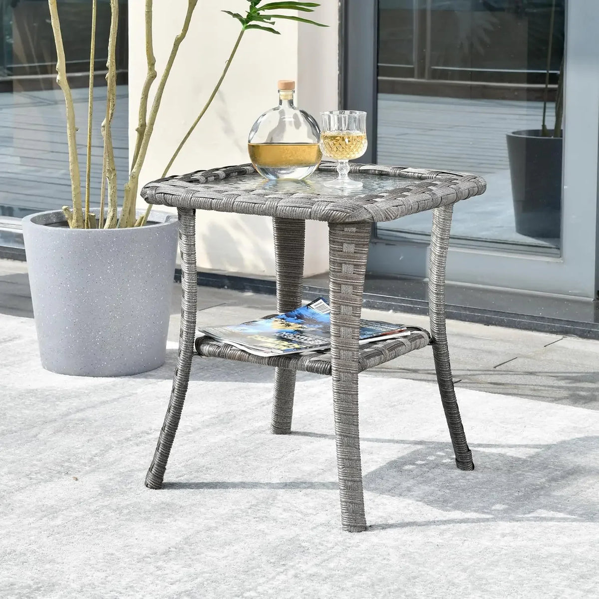 Patio Furniture Sets Outdoor Sectional Sofa with Swivel Rocking Chairs,PE Wicker Conversation Couchfor Backyard Deck Garden