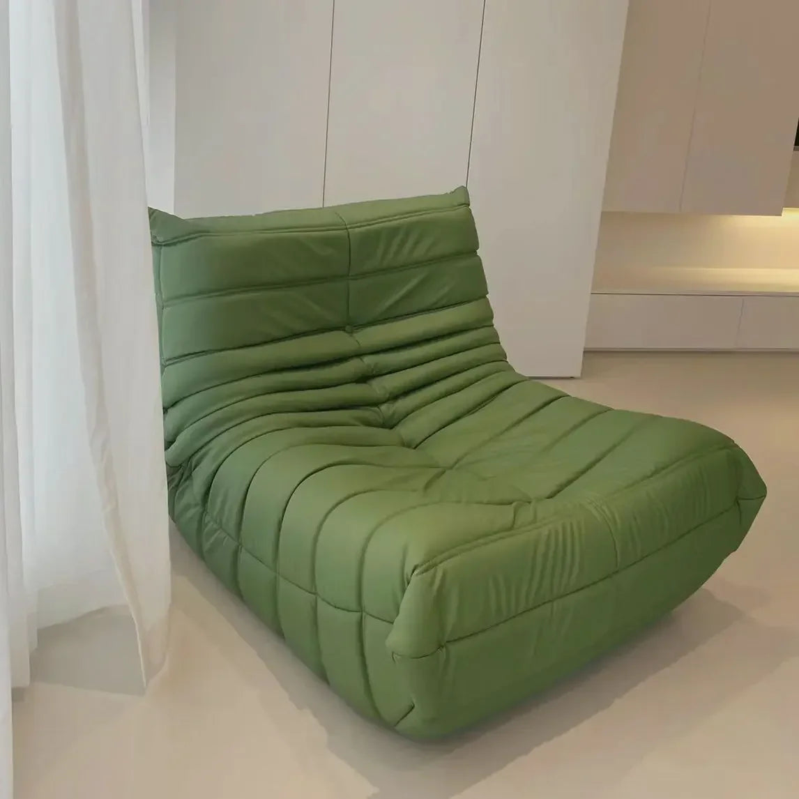 Single sofa living room bedroom lazy fabric leather leisure chair small apartment cream wind