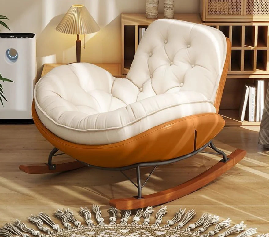 Elegant Nordic Rocking Chair for Living Room Single Penguin Chair Cozy Lazy Sofa Stylish Lounge Chair for Balcony and Patio