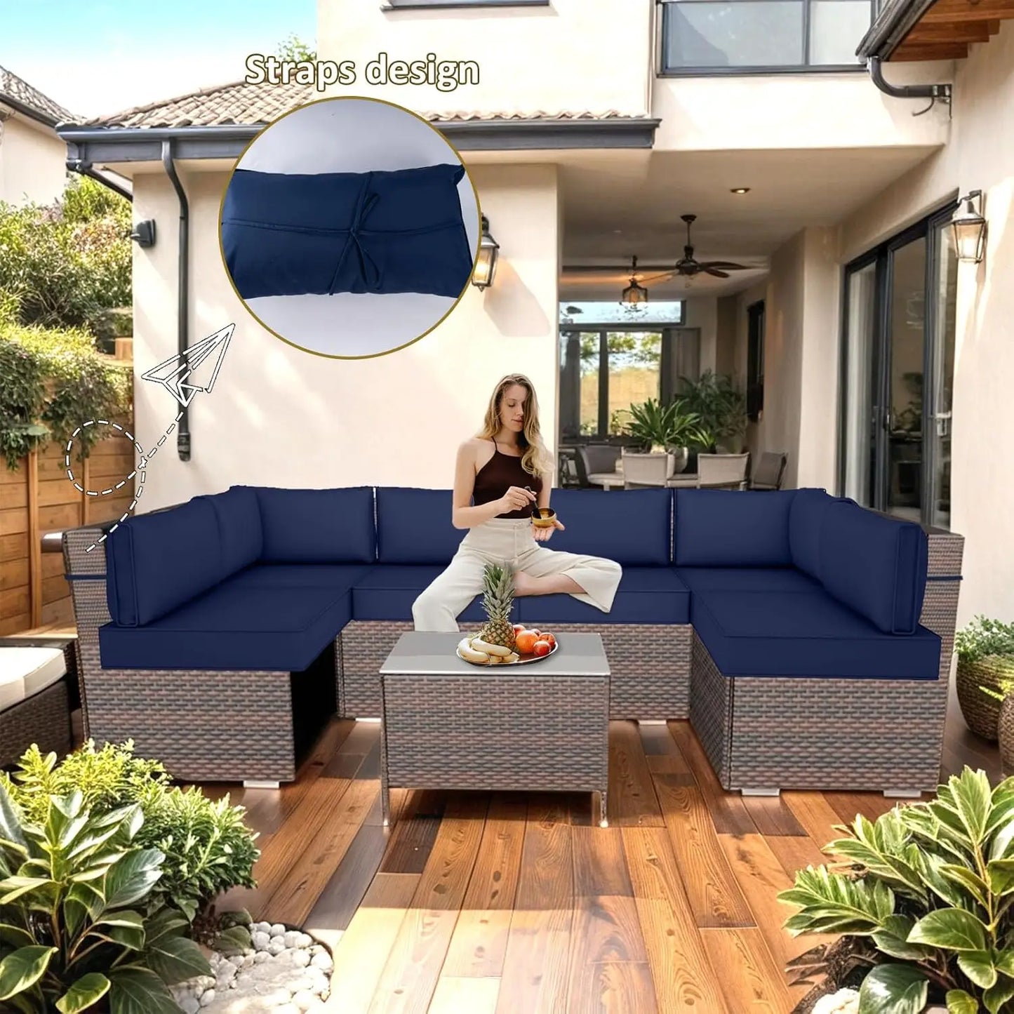 14 Piece Outdoor Replacement Cushions for Patio Furniture, Water-Resistant Sectional Sofa Cushions,Fits 6-seat, Customized