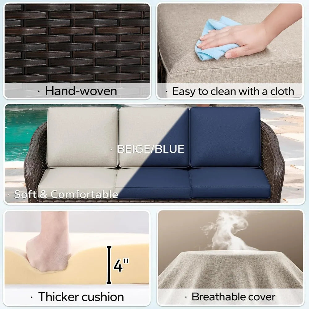 3 Pieces Patio Conversation Set, 78