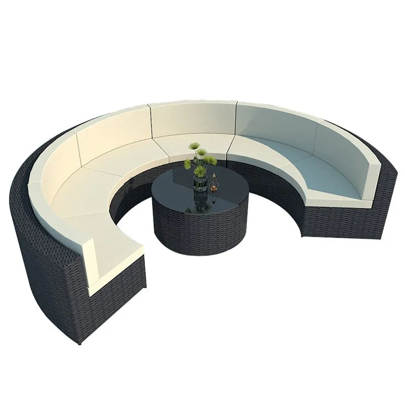 Leisure Outdoor Villa Garden Arc Sofa Hotel Courtyard Rattan Sofa B & B Terrace Sofa Furniture