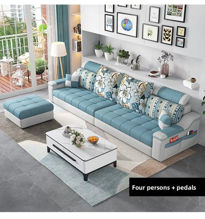 Modern minimalist Nordic fabric sofa with recliner family small apartment hotel living room bedroom