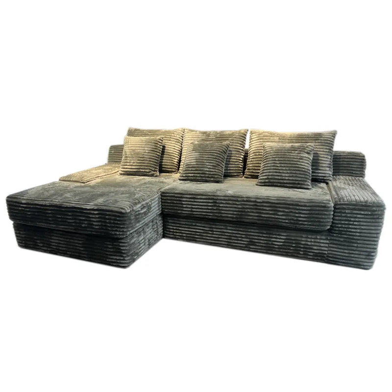 Custom Velvet-Feel Fabric Sectional Sofa Set Compressed sponge Reclining Corner Feature For Living Room Dining Hall