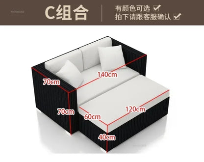Luxury Terrace Courtyard Garden Furniture Outdoor Garden Sofa Combination Outdoor Waterproof Sun Protection Leisure Sofa Chair N