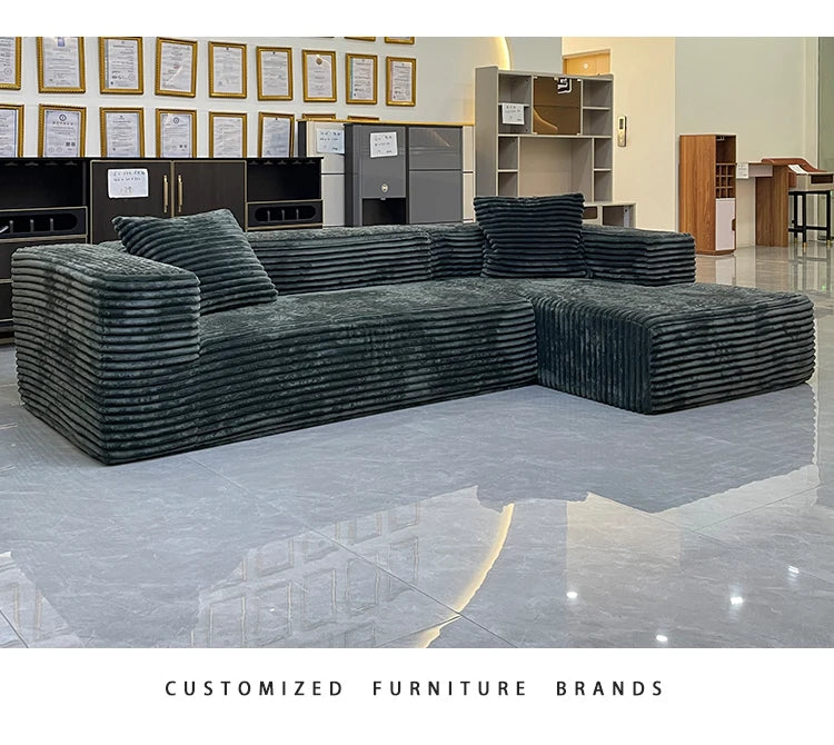 Vacuum Compression Sofa Corner Fabric Sofa Living Room Rabbit Plush Corduroy