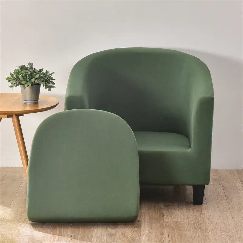 Elastic Club Chair Covers Solid Color Bath Tub Sofa Covers Single Cafe Bar Armchairs Slipcovers with Seat Cushion Cover Home