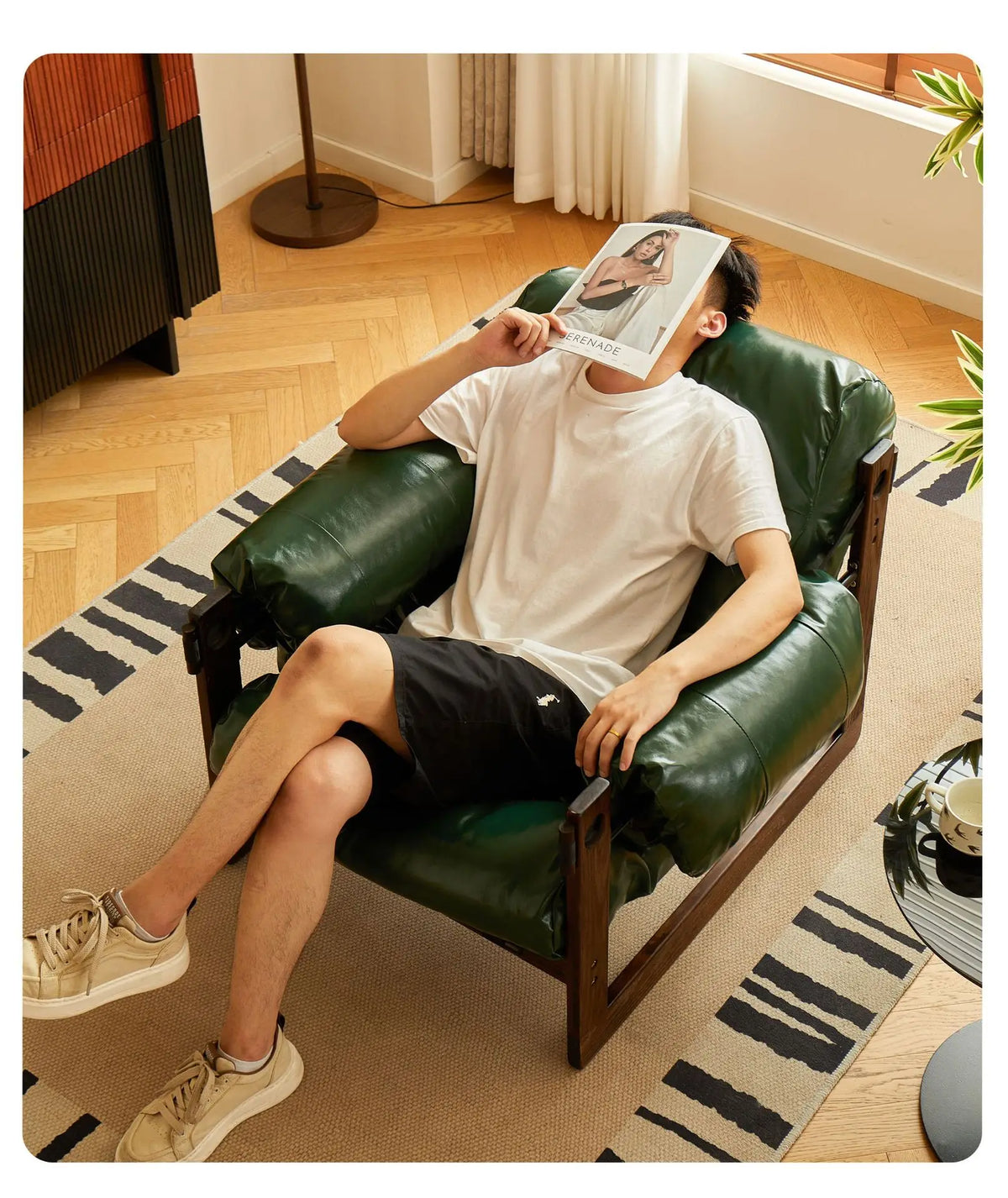 High-End Solid Wood Recliner Sofa Chair Home Personal Leisure Living Room Furniture Small Sofa Comfortable Lazy Chair
