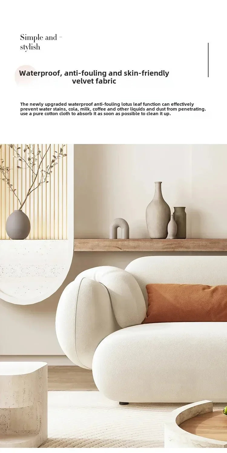 White Technology Cloth Sofa Set Modern King Size Foam Sponge Tatami Couch Large Reading Design Soft Big Bank Bedroom Furniture