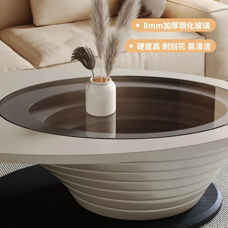 Round Designer Coffee Table Books Nordic Aesthetic Unique Coffee Table Glass Living Room Modern Mesa Auxiliar Salon Furniture