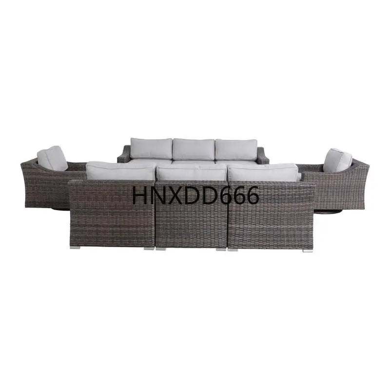 Outdoor 8-Person Wicker Seating Set - Fully Assembled with Soft Cushions for Comfort and Style