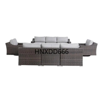 Outdoor 8-Person Wicker Seating Set - Fully Assembled with Soft Cushions for Comfort and Style