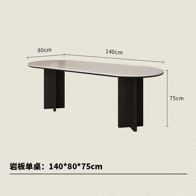 HTT oval dining table and chairs retro living room modern light luxury dining room rock slab home accessories
