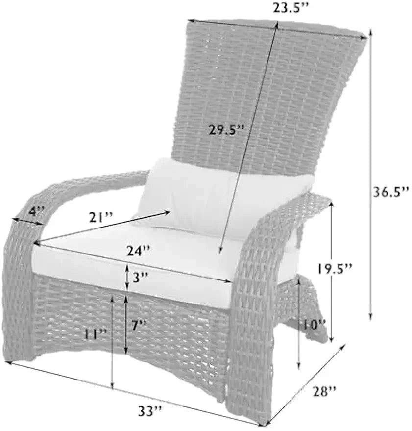 62172 Deluxe Coconino Wicker Lounge Chair All Weather Wicker Armchair Lightweight Durable Adirondack Style Includes 3