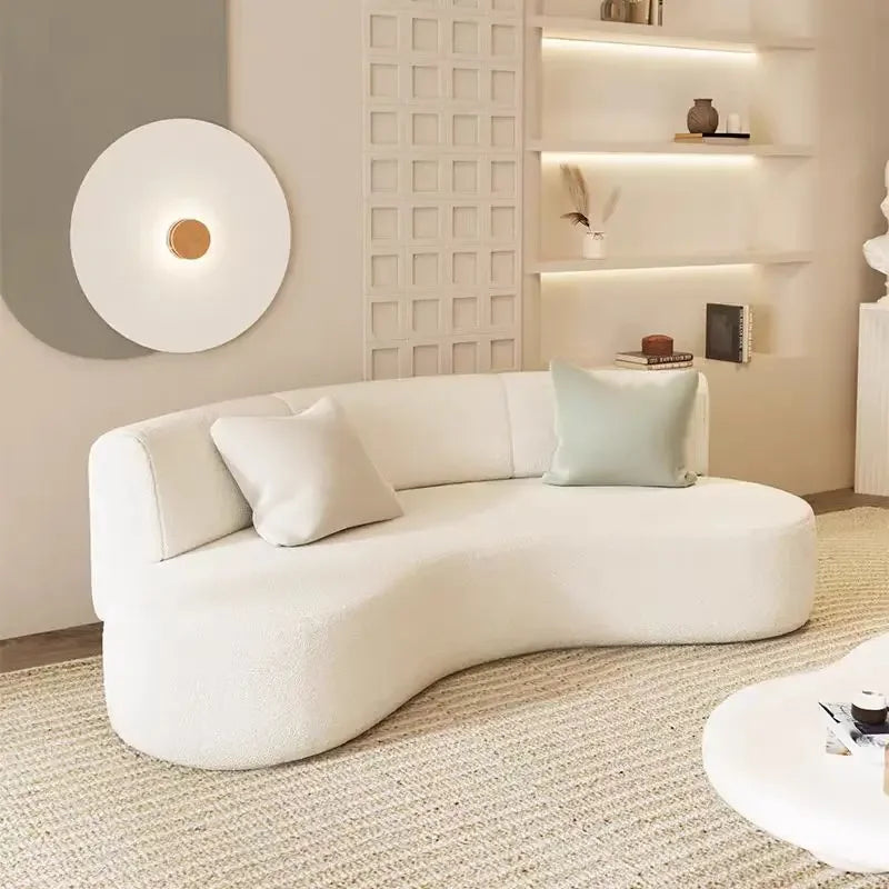 # Creamy Style Italian Minimalist Office Reception Sofa Set New Curved Fabric Sofa Creamy Small Living Room Furniture