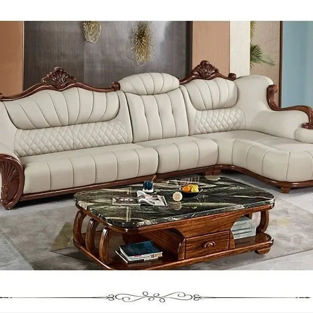 European leather sofa first floor living room villa luxury ebony small apartment