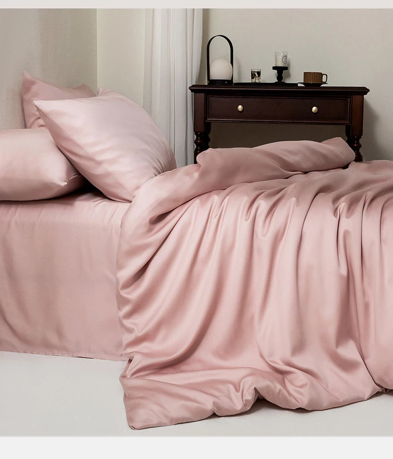 Luxury Bedding Set with Duvet Cover Silk Cotton Duvet Cover Bed Sheet Solid Color bedsheets full set 4 pcs Queen King Size