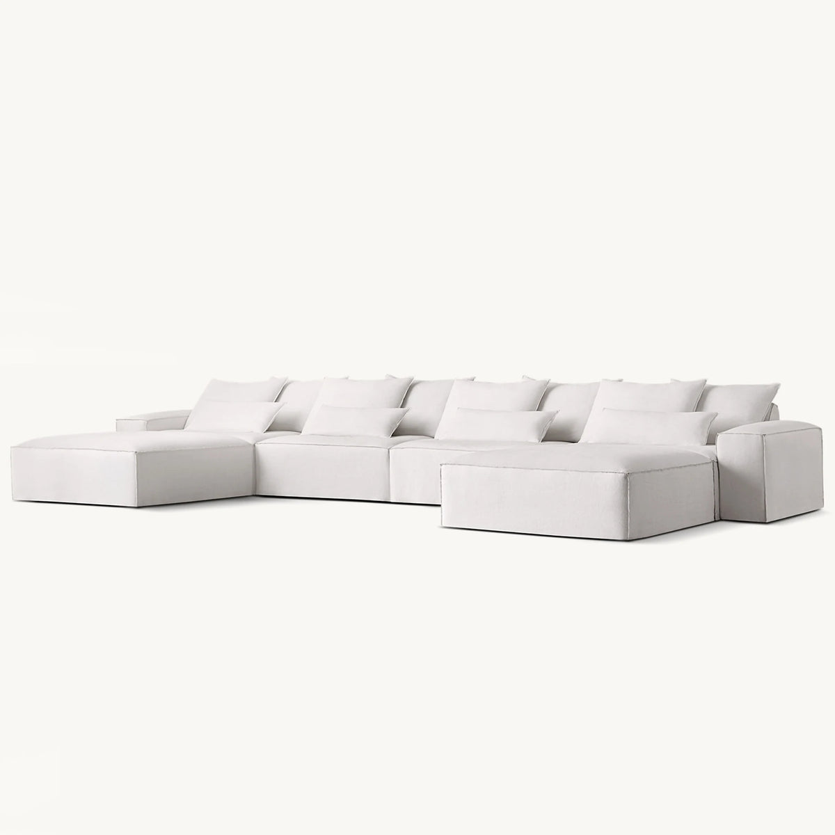Luxury White Indoor Minimalist Modular Furniture Deep Seat U Shape Fabric Modern Chaise Lounge Sofas