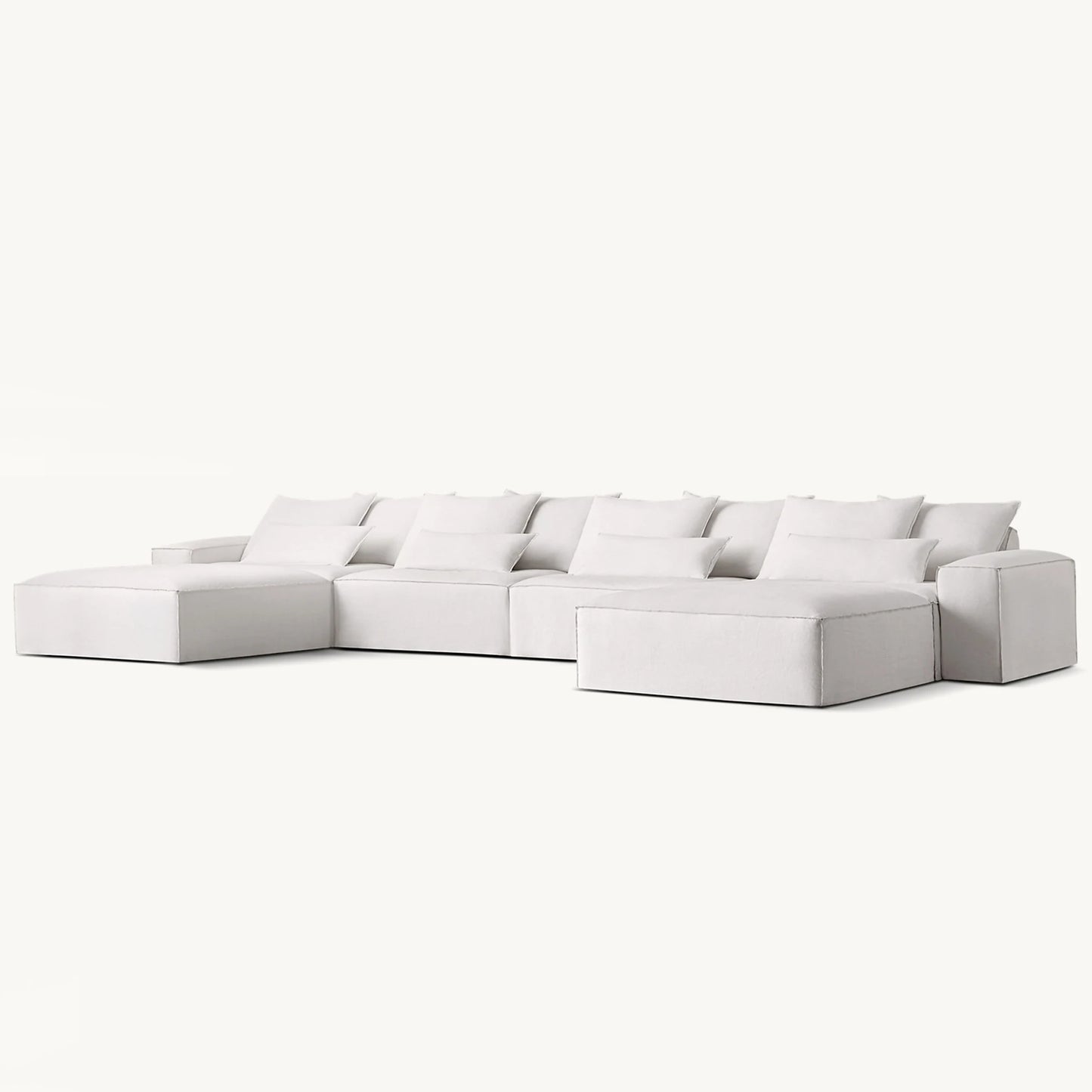 Luxury White Indoor Minimalist Modular Furniture Deep Seat U Shape Fabric Modern Chaise Lounge Sofas