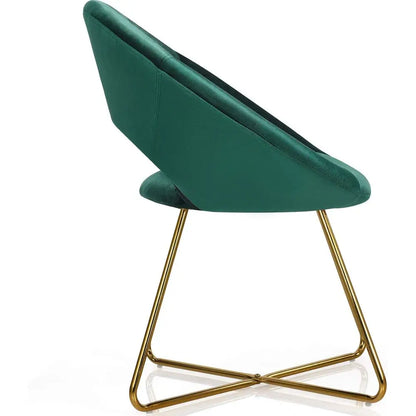 Green Velvet Upholstered Accent Chair Set of 2, Comfortable Vanity Desk Chair, 300 lbs Capacity, Elegant Century Style Single So