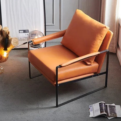 Leisure Complete Cushion Chair Living Room Leather Unique Lazy Makeup Chair Reading Design Throne Woonkamer Stoelen Decor